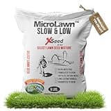 X-Seed Micro-Lawn Slow & Low Grass Seed for Cool Season Lawns, No Mow Natural Areas, Sun to Full Shade, Slow and Low Growing Micro Clover, Creeping Red Fescue, Intermediate Ryegrass, Starter Bag, 5LB