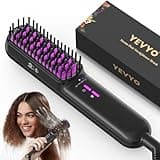 YEVYO Hair Straightener Brush, Ionic Plus Steam Straightening Brush for Smooth, Anti-frizz Hair, Anti-Scald Ceramic Straightener Flat Iron Fast Heating for Home Salon