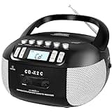 Sunoony CD and Cassette Player Combo, Boombox CD Player Portable with AM/FM Radio, Tape Recording, Stereo Sound, AC/DC Powered, AUX/Headphone Jack, Sleep Timer for Home, Senior, Child