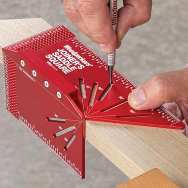 Woodpeckers Joiner’s Saddle Square, Precision Aluminum 3D Measuring + Marking Tool with Angles, Laser-Engraved Metric Scales, Made in USA JSS-M-2024