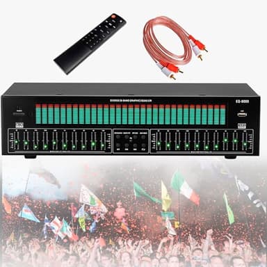 31-Band Digital Equalizer, Hi-Fi Audio Stereo Graphic Equalizer with LED Music Spectrum Analyzer and Noise Reduction, Includes 12 Rhythm Patterns