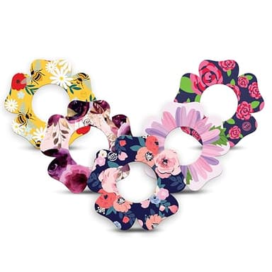 ExpressionMed - Adhesive Patch for Device (5-Pack) - Made in The USA, Waterproof, Split Backing, CGM Tape (Wildflower) (Libre 2 Flower)