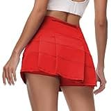 AugIris Women's Tennis Skirts High Waisted Athletic Golf Skorts with Pockets Skirts for Women Casual Workout Built-in Shorts Red XS