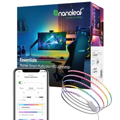 Nanoleaf Essentials Matter Bluetooth & WiFi Smart Multicolor LED Lightstrip 200" Smarter Kit (5m) - RGB & Whites, Controller, App & Voice Control (Works with Apple Home, Google Home)