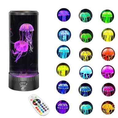 Lightahead Large Round LED Jellyfish Lamp – 18 LEDs with Vibrant Color-Changing Effects – The Ultimate Sensory Fake Aquarium for Decoration, Autism, ADHD, Stress & Anxiety Relief – Ideal Gift (Large)