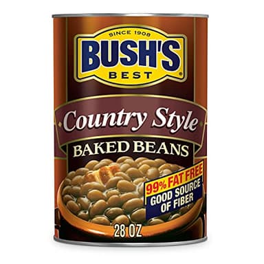 Bush's Canned Country Style Baked Beans (Pack of 1), Protein, Good Source of Fiber, Low Fat, Gluten Free, 28 oz