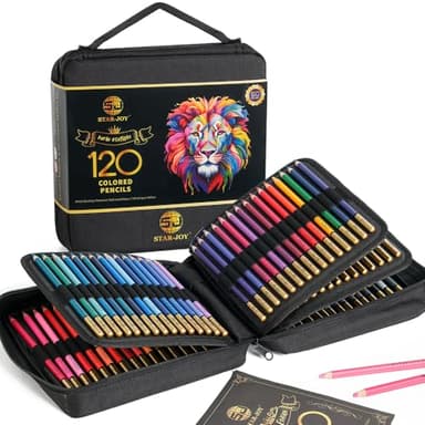 SJ STAR-JOY 120 Colored Pencils Zipper Case Set, Soft Core Colored Leads for Artists, Professionals and Colorists, In Neat, Strong Carry-Anywhere Zipper Case, Portable Case