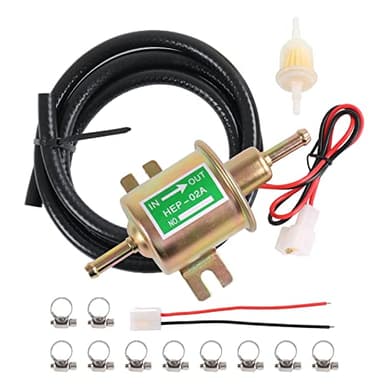 Universal Electric Fuel Pump Kit 12v 3-6 PSI Low Pressure with Fuel Filters 10 Hose Clamps 6.56 FT 5/16" ID Fuel Line Replacement For Carburetor Lawn Mower Gas Diesel Transfer Pump