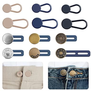 Ceryvop 12 PCS Button Extenders for Jeans, Pants - Waist Extenders for Women & Men, No Sewing Instant Waistband Extension 1-1.8 Inches