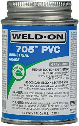 Weld-On 10101 705 Industrial Grade PVC Medium-Bodied High Strength Solvent Cement - Fast-Setting and Low-VOC, Gray, 1/4 Pint (4 fl oz)