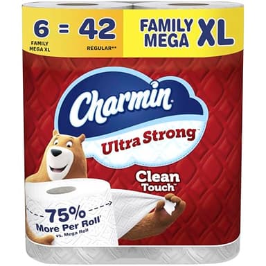 Charmin Ultra Strong Clean Touch Toilet Paper, 6 Family Mega XL Rolls = 42 Regular Rolls