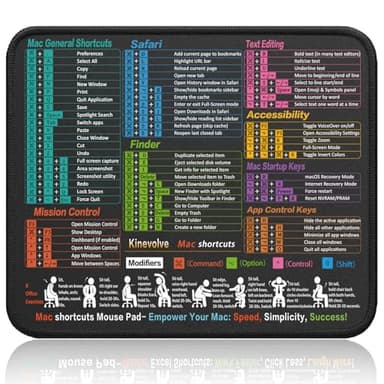 Kinevolve Mouse Pad for macOS Shortcuts – Small mac Cheat Sheet Desk Pad – 11.8"x9.8" Portable Computer Mousepad – Gaming, Office, Waterproof, Non-Slip, Stitched Edges