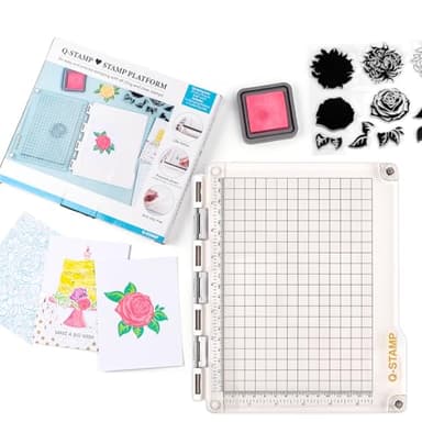 Precise Stamp Platform Tool for Accurate Craft Stamping, Stamp Positioning Tool with Grip Mat for Stamping Clear Stamp Scrapbook Craft Stamping Tool with Grid Lines for Card Making &Other Paper Crafts