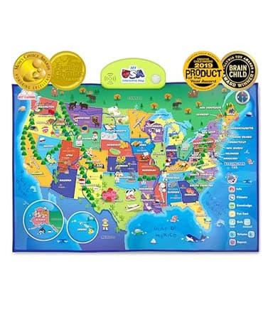 BEST LEARNING i-Poster My USA – Interactive Talking United States Map for Kids Ages 5-12 to Learn States, Capitals & Fun Facts