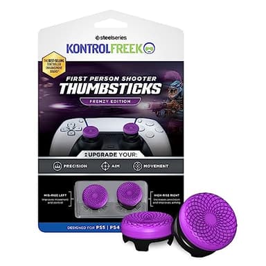 KontrolFreek FPS Freek Frenzy for PlayStation 5 (PS5) and PlayStation 4 (PS4) Controller | Performance Thumbsticks | 1 High-Rise, 1 Mid-Rise | Purple/Black