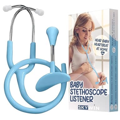 Skywin Fetal Heartbeat Monitor, Plastic Fetoscope Heart Beat Monitors for Pregnancy Detection - 24 Weeks, Home Baby Heartbeat Monitor with Stethoscope (Blue)
