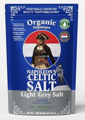 Napoleon's Celtic Organic 82 Minerals Sea Salt Coarse, 1.0lb Resealable Bag, French Sea Salt, Grey Salt, Naturally Moist, Hand Harvested, Unrefined Mineral Salt, 100% Natural (1.0lb Grey Coarse) Pack of 1