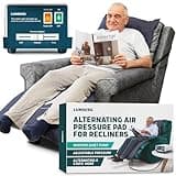 Lunderg Alternating Air Pressure Pad for Recliner Chair - Pressure Relief Cushion Topper for Recliner - Bed Sore Prevention - Includes Medical Grade Mattress Pad, Cover & Quiet Pump - Home or Hospital