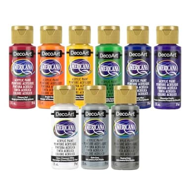 DecoArt Americana Acrylic Paint Set – Color Wheel & Color Theory Collection, 9 Bottles (2 fl oz) – Art and Craft Acrylic Paints for Canvas, Wood, and More