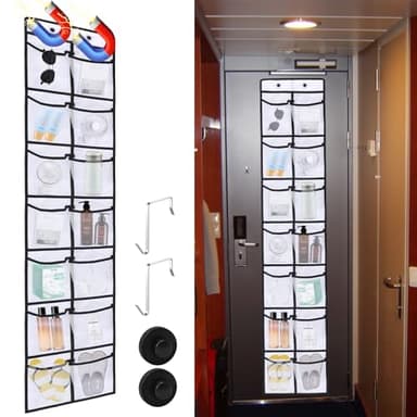 CTTZCKJ Over The Door Organizer For Cruise Ships|Magnetic Door Organizers with 14-Pocket for Cruise Ship|61"x11"|Cruise Over the Door Organizer,Magnetic Shoe Rack for Cruise,Behind-Door Storage