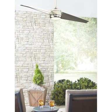 Fanimation TwoFold 60 inch Indoor/Outdoor Ceiling Fan with LED Light Kit - Brushed Nickel with Gray Blades