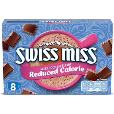 Swiss Miss Reduced Calorie Milk Chocolate Flavored Hot Cocoa Mix, Hot Cocoa Bar Supplies, 0.39 oz., 8-Count Envelopes
