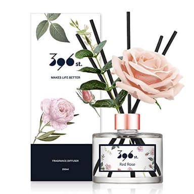 396 st. Rose Flower Reed Diffuser, Red Rose, 200ml(6.7oz) / Reed Diffuser Sets, Home Fragrance, Scented Oils, Home & Bathroom Décor