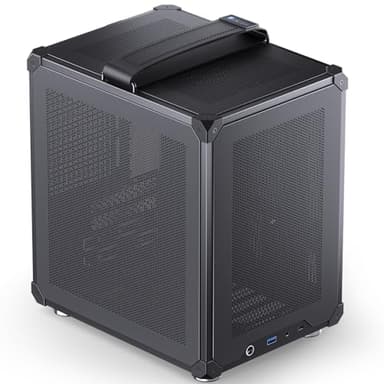 JONSBO C6-ITX Black Mini ITX Handled Mesh PC Case, Simple Compact Desktop Chassis, SP MB mini-ITX/Mini-DTX, ATX Power Bite (L140mm Max.), 170mm Tower Cooler,Tool-Free Open SFF Case, Black