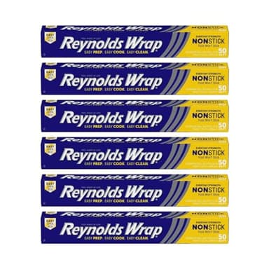 Reynolds Wrap Non-Stick Aluminum Foil Easy Prep, Cook & Clean (50 Sq Ft (Pack of 6)