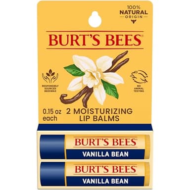 Burt's Bees Lip Balm - Vanilla Bean, Lip Moisturizer With Responsibly Sourced Beeswax, Tint-Free, Natural Origin Conditioning Treatment, 2 Tubes, 0.15 oz.