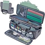 HOMEST Double Layer Carrying Case with Mat Pocket for Cricut Maker 3, Explore 3, Multi Front Pockets for Accessories and Supplies, Grey