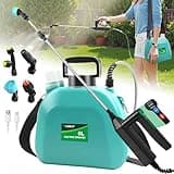 Battery Powered Sprayer 1.35 Gallon, 2025 Electric Sprayer with 3 Adjustable Speeds, 4 Mist Nozzles, Rechargeable Handle, Retractable Wand, Garden Sprayer with Adjustable Shoulder Strap for Weed Lawn