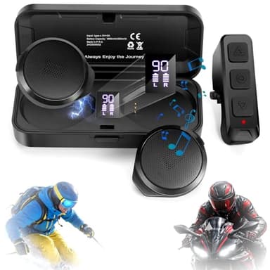 FEYA Ski Helmet Speakers with Remote Control - No Installation True Wireless Stereo Motorcycle Headphones with Charging Case 50+ Hours Work Time Ski Headsets with Audio Ready Snowboard Helmet - Black