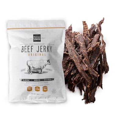 People’s Choice Beef Jerky – Old Fashioned – Original – Sugar Free, Zero Carb, 16g Protein, Keto Friendly – Dry Texture – Made in USA – 1 Pound (16 oz) Bag