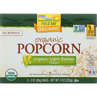 Field Day Organic Microwave Popcorn, Light Butter, 12 Count