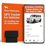 GPS Tracker for Vehicles, No Monthly Fee, No Subscription, 4G SIM and Data Included, Business Fleets, Speeding Alerts, Trip History, Mileage Tracking, Geofence, OBD, USA Developed, Moto Watchdog