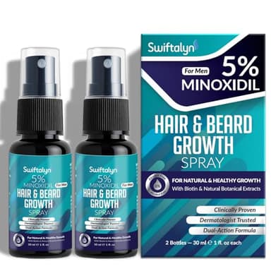 5% Minoxidil for Men Hair Growth: Hair and Beard Growth Oil Spary with Biotin, Ginger Extract, Lavender Oil – Hair Growth Serum & Hair Loss Treatment for Men