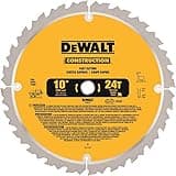DEWALT 10-Inch Miter / Table Saw Blade, ATB, Thin Kerf, 5/8-Inch Arbor, 24-Tooth (DW3112)
