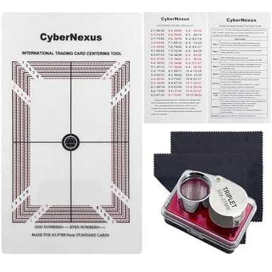 Sports Card Grading Centering Tool Kit, Trading Cards Measuring Tools, Come with Cleaning Cloth Kit & 30X Magnifying Implement for PSA's Latest Grading Standards/BGS Submissions
