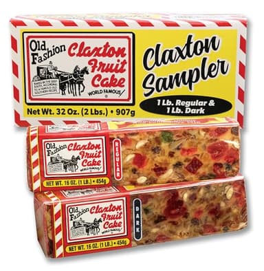 Claxton Fruit Cake Sampler – 2-1 Lb Loaves, Regular & Dark Recipe Duo, Individually Wrapped in Signature Gift Carton | Old-Fashioned Holiday Fruitcake Since 1910