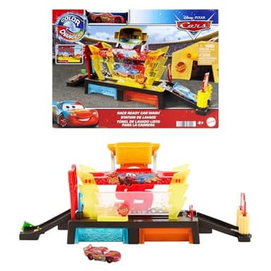 Mattel Disney Pixar Cars Color Changers Car Wash Playset with Color Changing Lightning McQueen Toy Vehicle, 20-Inches Long, Connects to Other Sets