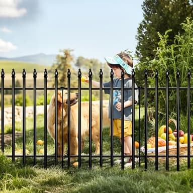 Thealyn Metal Decorative Garden Fence 36" H x 28" W (5 Panels, Total Length 11.6 feet), Metal Border Folding Fence, Landscape Fencing Dog Fence Pet Fence for Flower Bed, Yard, Animal Barrier