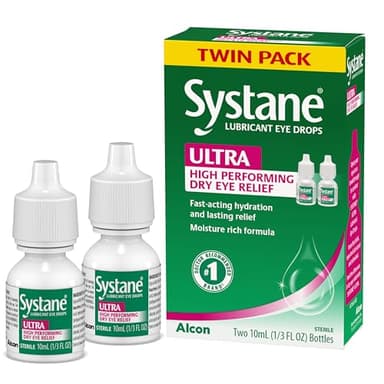 Systane Ultra Lubricant Eye Drops, Artificial Tears for Dry Eye, Twin Pack, 10-mL Each