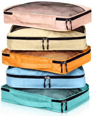 Bulyoou 5 Pcs Packing Cubes for Suitcase Large Travel Cubes Carry on Luggage Organizer Bags for Clothes Accessories (L,Pastel)