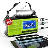 10000wAh/37000mWh Hand Crank Emergency Radio, AM FM NOAA Weather Alert Radio, Portable, Solar, 4 Charging Methods, 3-Mode Flashlight, Reading Lamp, SOS Alarm, Phone Charger for Winter Storm Emergency