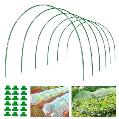 joyhalo Garden Hoops for Raised Beds, 36pcs Greenhouse Hoops, Rust-Free Coated Fiberglass 8ft Garden Tunnel, Detachable Hoop House Frame for Row Cover, Bird Netting, Garden Netting, Plant Covers