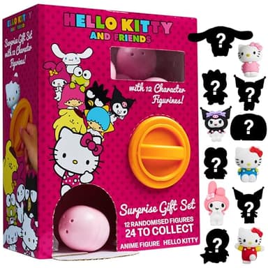 Hello Kitty and Friends Mystery Surprise Capsules with 12 Pcs Sanrio 3D Figurines Kuromi Cinnamoroll My Melody Kawaii Desk Decor Gifts for Girls (Multi Random 12 Pcs)