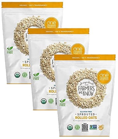 Gourmet Kitchn One Degree Organic Sprouted Rolled Oats, 3 Pack (5 lb Each Pouch, 15 lbs Total) - Family Size - Gluten-Free, Non-GMO, Plant-Based, Vegan