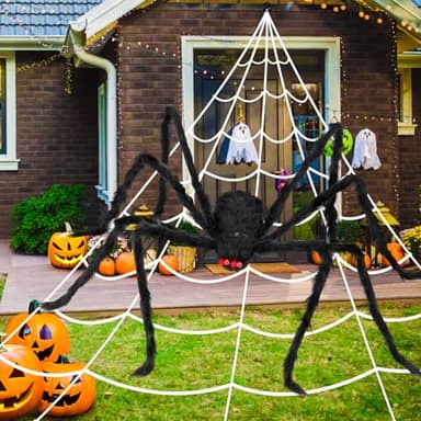 BAISEMAIN Halloween Spider Web Decorations with Giant Spider, 200 Inch Web, 59 Inch Spider for Indoor Outdoor Halloween Decorations Yard Home Costumes Parties Haunted House Décor