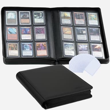 9-Pocket Toploader Binder, Clovecat Premium Card Book， Holds 252 Trading Card with 20 Removable Top-loader Sleeves，PU Card Holder Folders,Card Album for MTG, TCG, Yugioh, Game & Sports Cards(Black)